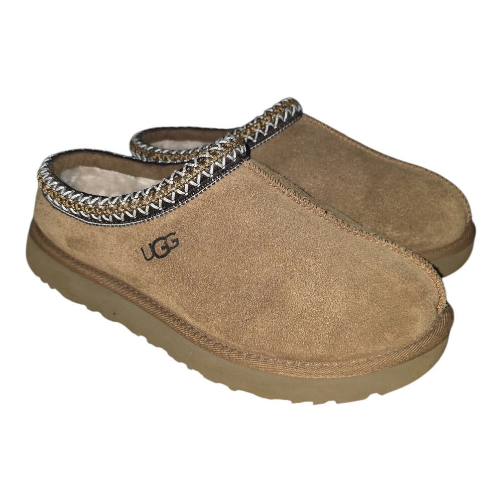 UGG Tasman II Women's Slippers Size 10/Men's 8.5 Chestnut Brown Braided Suede